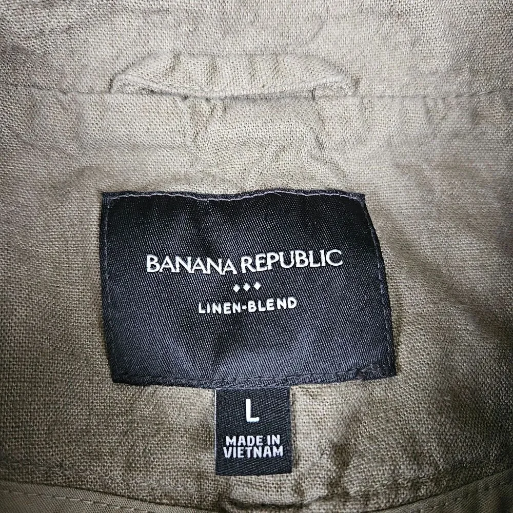 Banana Republic Linen Blend Chore Jacket Men's Large Olive Green Workwear